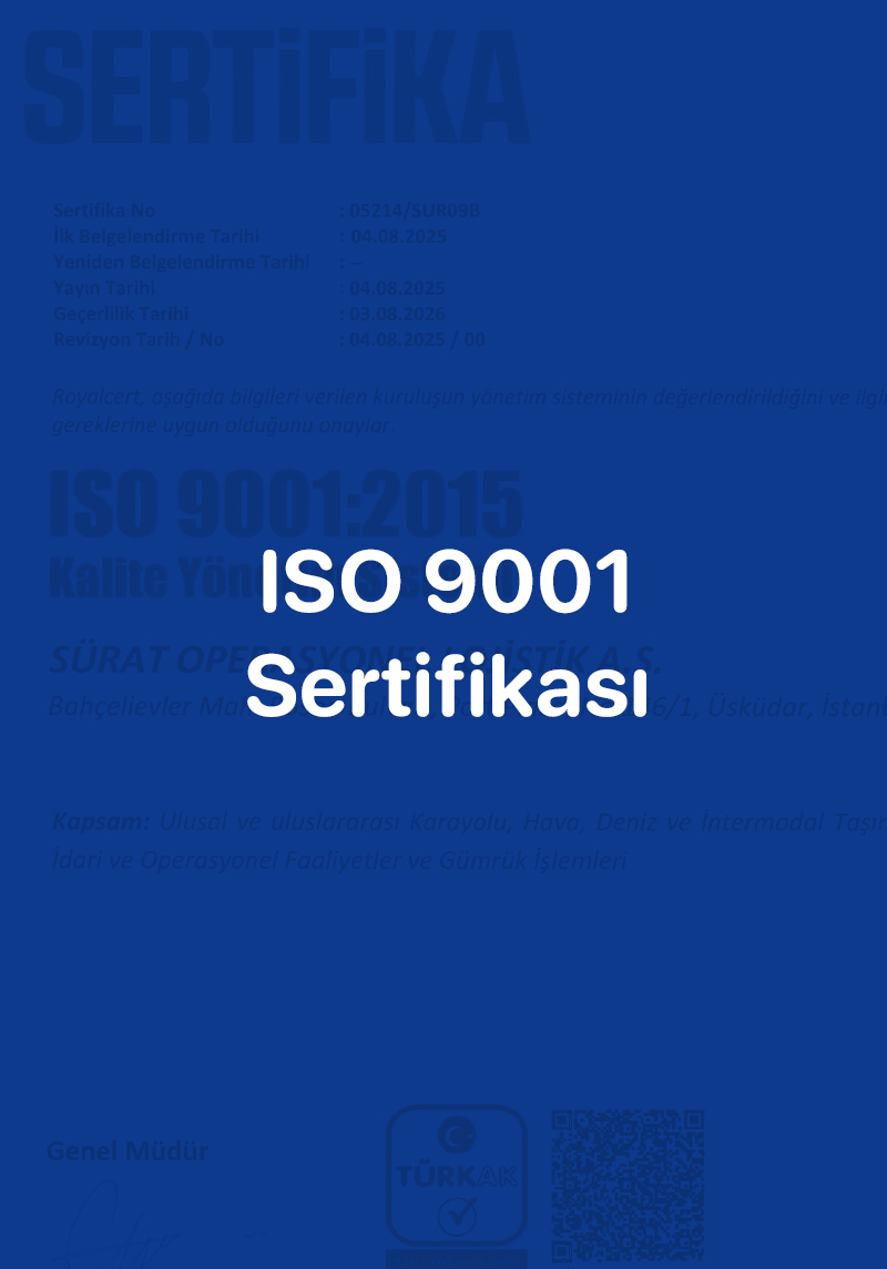 sürat lojistik belgeler iso